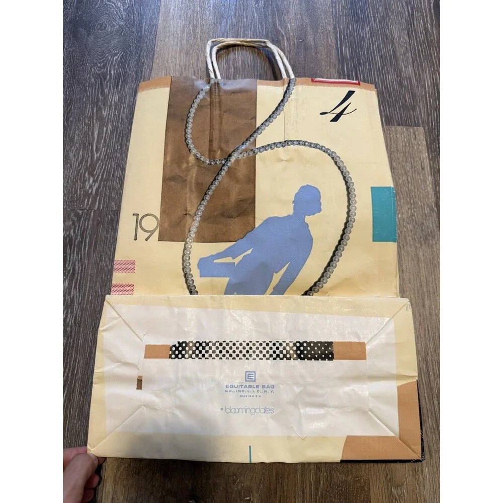 Set Of Vintage Bloomingdales Shopping Bag, 1984, Gene Grey, Clothes Tie Necklace